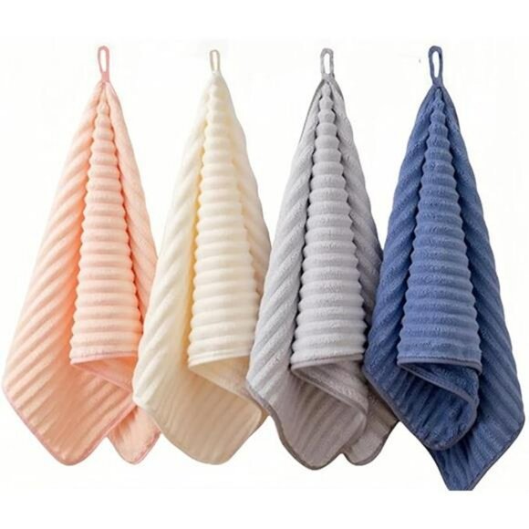 Microfiber Hand Towels Set of 4 Quick Dry Soft Absorbent Bathroom Kitchen Towels - Picture 7 of 7